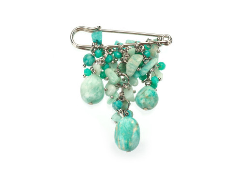 Брошь с амазонитом