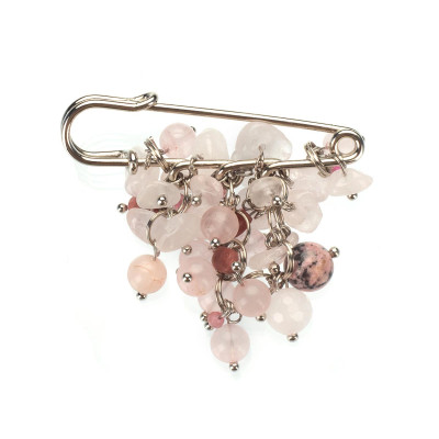 Брошь с розовым кварцем