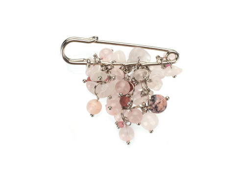 Брошка з рожевим кварцем