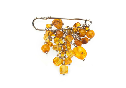 Брошка з бурштином