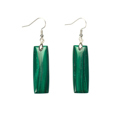 Сережки з натуральним малахітом  