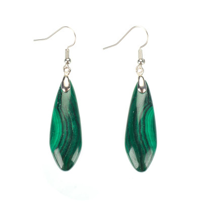 Серьги с натуральным малахитом 