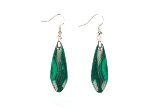 Сережки з натуральним малахітом  