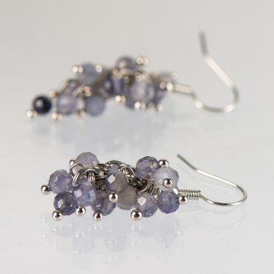 Серьги с натуральным танзанитом 