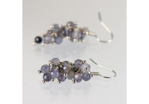 Сережки з натуральним танзанітом