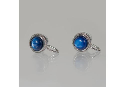 Серьги-клипсы с натуральным кианитом 