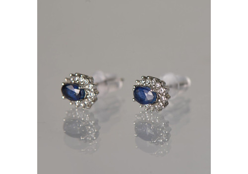 Сережки с натуральним сапфіром зі срібла 