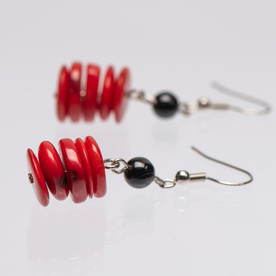 Серьги с агатом и кораллом 