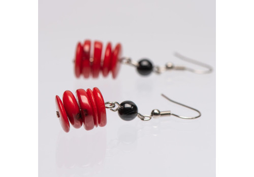 Серьги с агатом и кораллом 