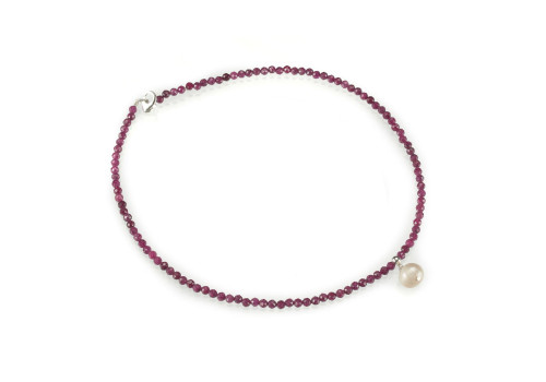 Намисто-чокер з рубіном та перлами