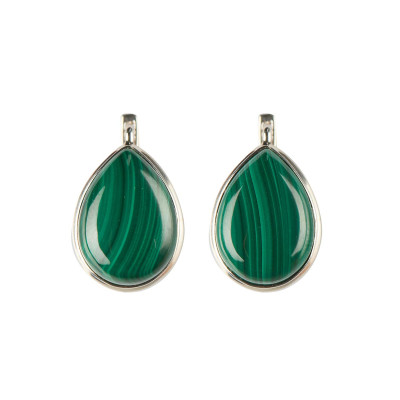 Сережки з натуральним малахітом зі срібла 