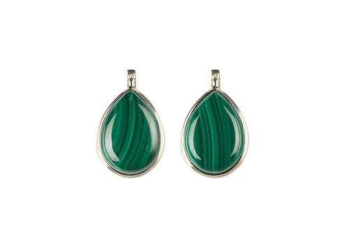 Сережки з натуральним малахітом зі срібла 