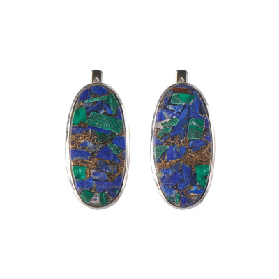 Сережки з азурмалахітом зі срібла