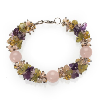 Браслет з рожевого кварцу 