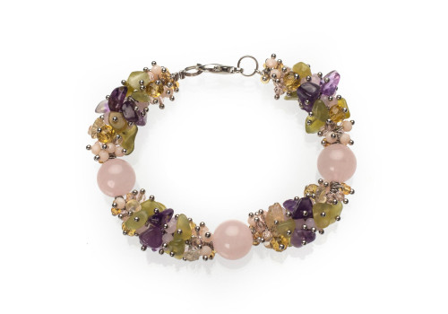 Браслет з рожевого кварцу 