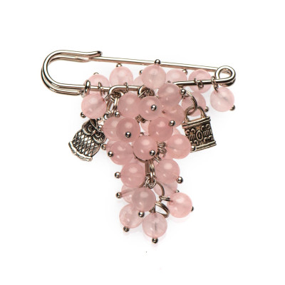 Брошка з рожевим кварцем