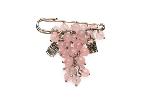 Брошка з рожевим кварцем