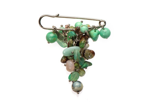 Брошка з хризопразом