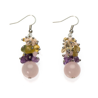 Сережки з рожевим кварцем