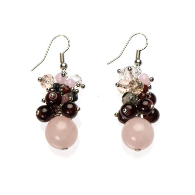 Сережки з рожевим кварцем
