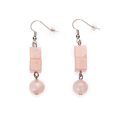 Сережки з рожевим кварцем