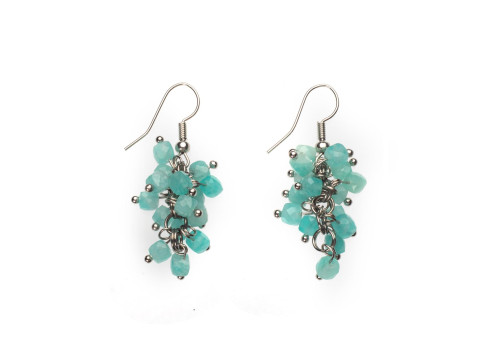 Сережки з натуральним амазонітом 