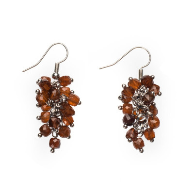 Сережки з натуральним гранатом