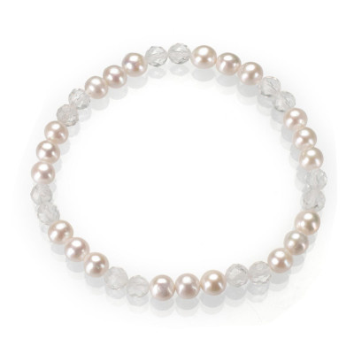 Браслет з гірським кришталем і перлами