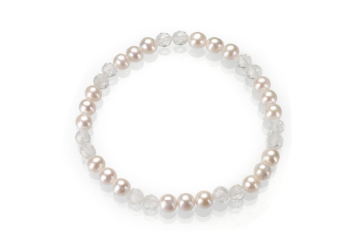 Браслет з гірським кришталем і перлами