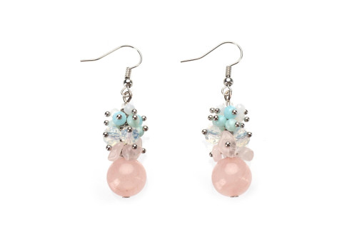 Сережки з рожевим кварцем