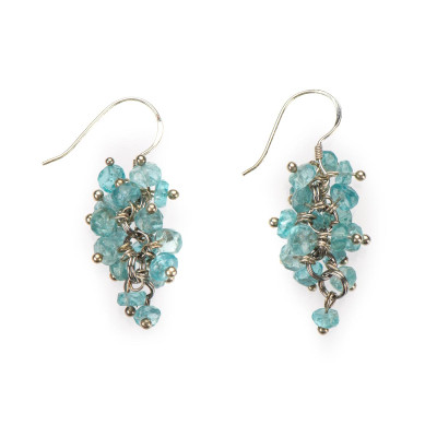 Сережки з натуральним апатитом зі срібла