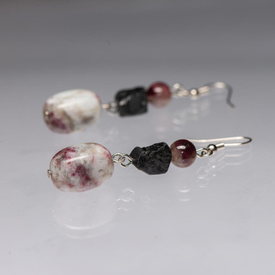 Сережки з натуральним турмаліном