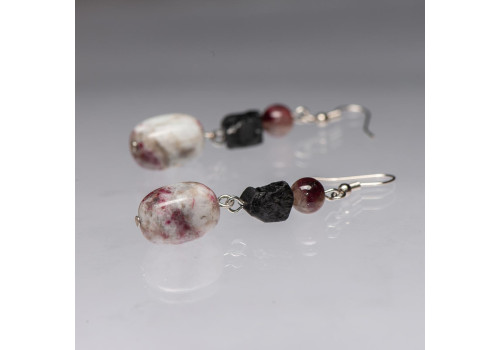 Серьги с натуральным турмалином