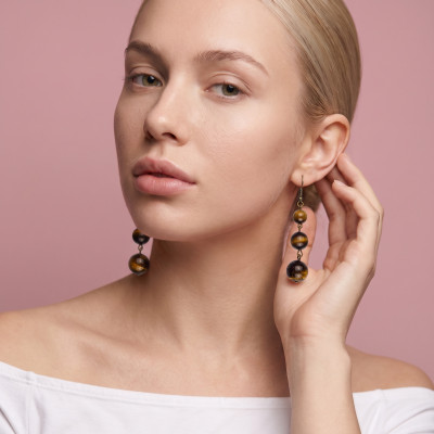 Сережки з тигровим оком 
