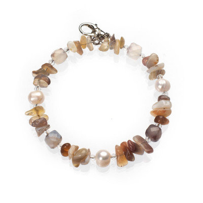 Браслет з агатом Ботсвана та перлами