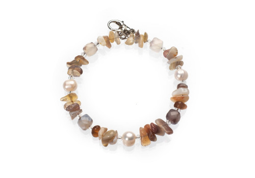 Браслет з агатом Ботсвана та перлами