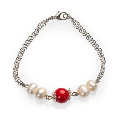 Браслет з натуральним коралом