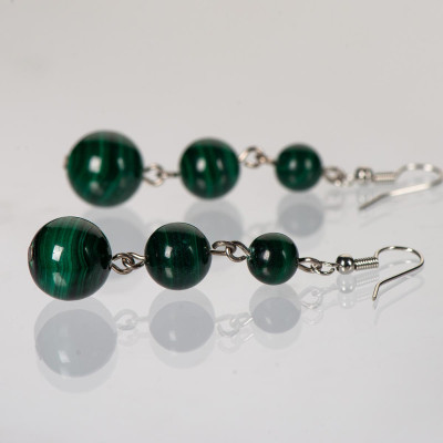 Сережки з натуральним малахітом  