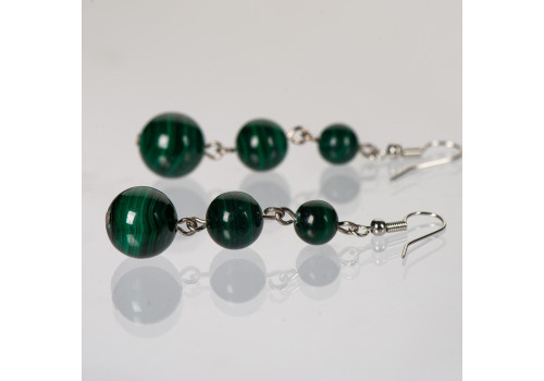 Сережки з натуральним малахітом  