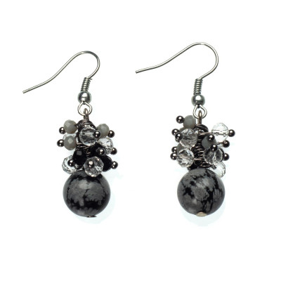 Сережки з обсидіаном