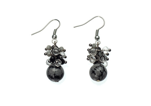 Сережки з обсидіаном