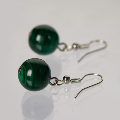 Сережки з натуральним малахітом  