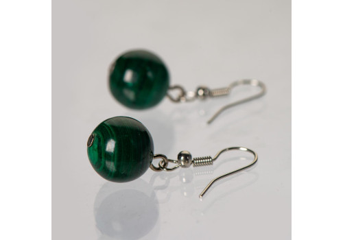 Сережки з натуральним малахітом  