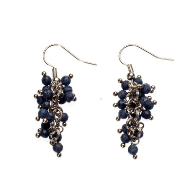 Сережки с натуральним сапфіром зі срібла 