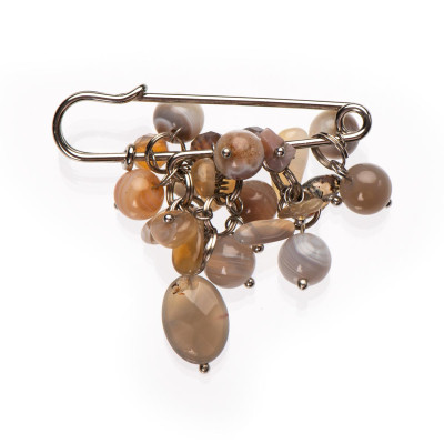 Брошка з агатом ботсвана