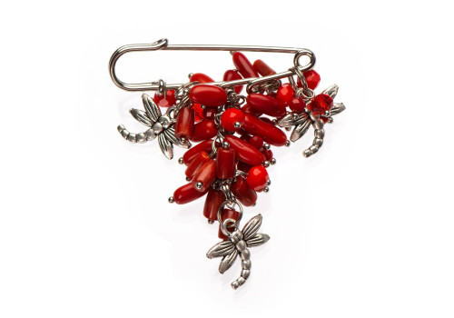 Брошь с натуральным кораллом