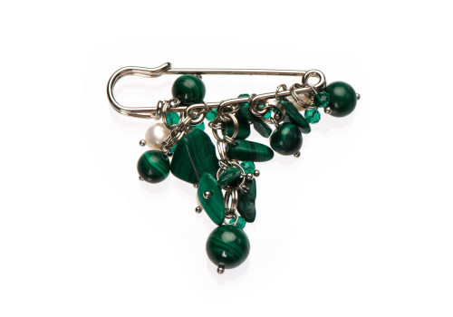 Брошь с натуральным малахитом