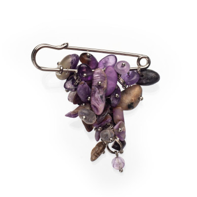 Брошка з натуральним чароїтом