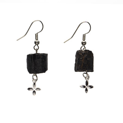 Серьги с натуральным турмалином