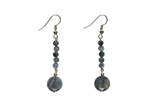 Серьги с натуральным кианитом 